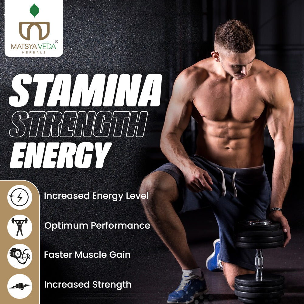 Matsyaveda Testo Booster, Helps to Improve Muscle Strength & Vitality - 750mg