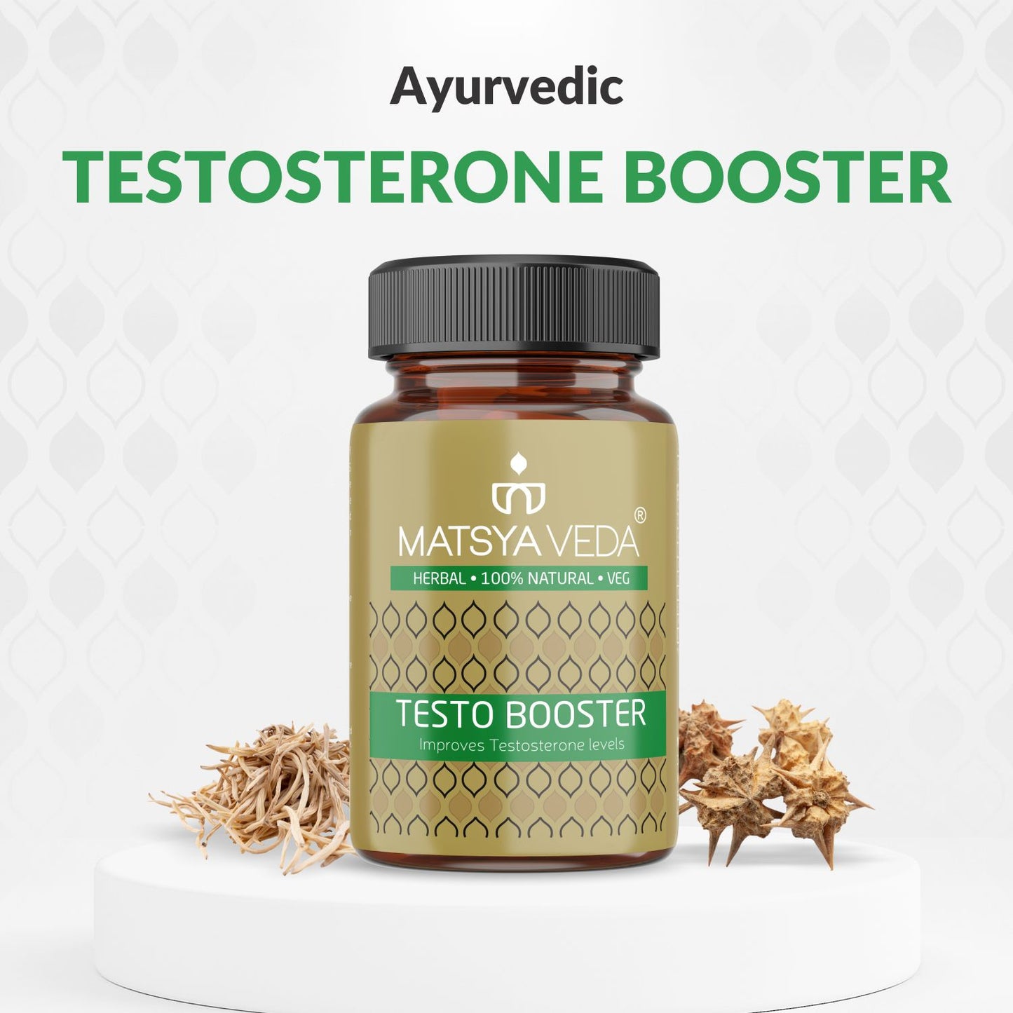 Matsyaveda Testo Booster, Helps to Improve Muscle Strength & Vitality - 750mg